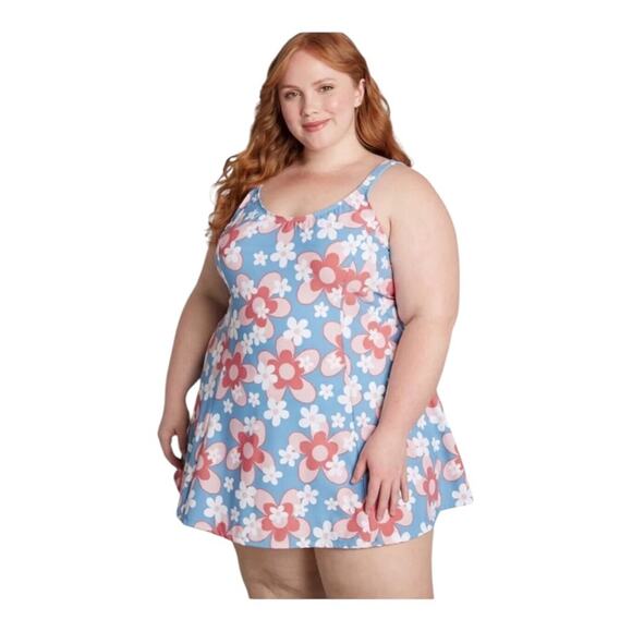 Esther Williams Other - Esther Williams NWT Retro Chic Let Fun Bloom One Piece Swim Dress Shorts Size 12
